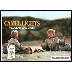 1985 Camel Cigarettes Vintage Print Ad Campfire Camping Nature 80s Wall Art